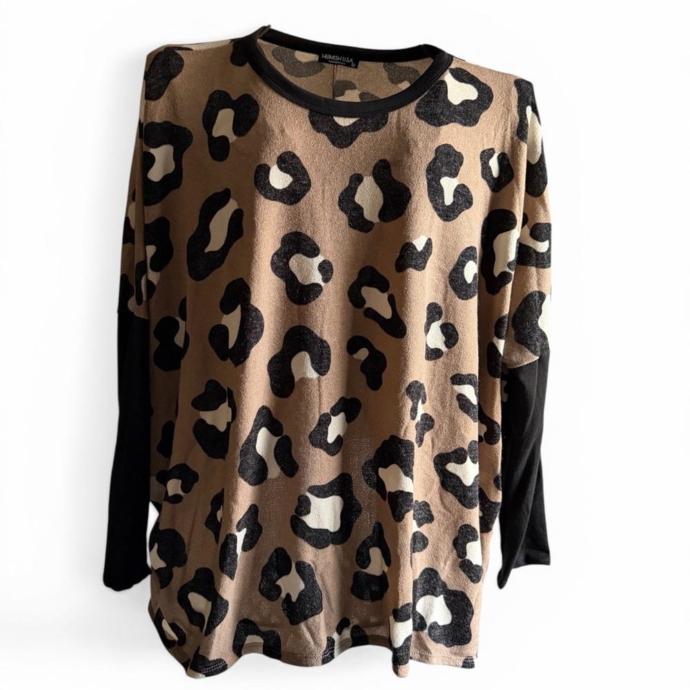 HEIMISH USA Leopard Print Tunic - Tan and Black- Size 1X, NWOT